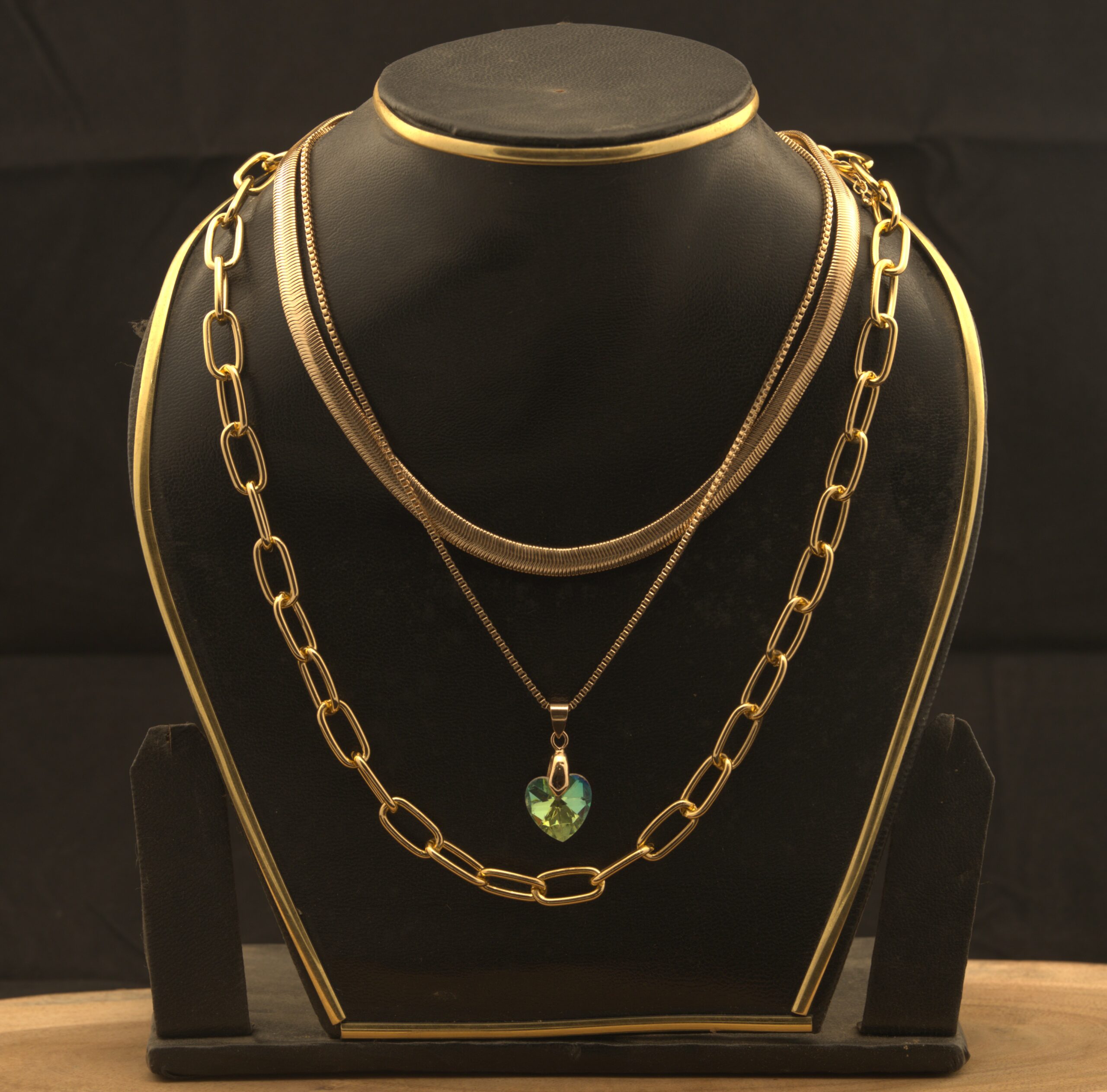 Smara Three Layered Crystal Heart Necklace